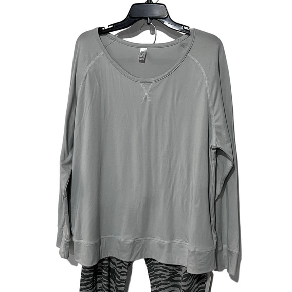 FLORA & JENNI PAJAMA MIXED LOUNGE SLEEP SET GRAY SHIRT ANIMAL PRINT JOGGER LARGE - Picture 6 of 15